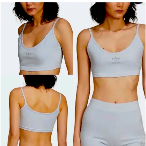 BNWT ADIDAS 200 LUXE SET HALO BLUE MED~Crop hoodie, Track Pants, Bra top - Picture 5 of 15